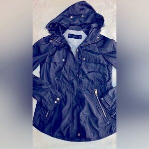 Zara Navy Hooded Utility Jacket